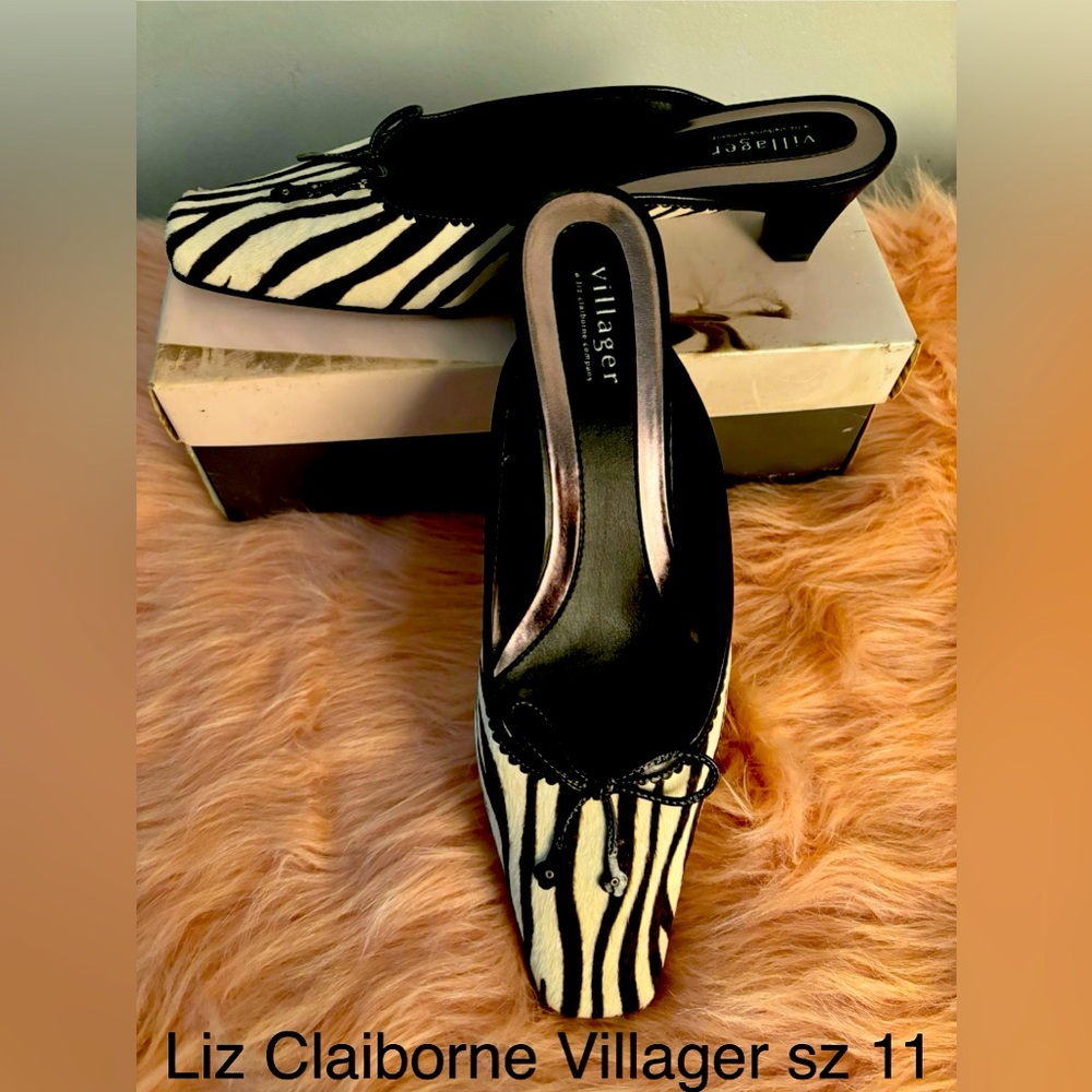 Liz Claiborne Villager Size 11 Zebra Mules